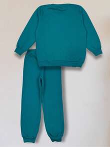 Children's Sweatshirt Set Girl Hooded Comfortable Winter - Verde - Ver 3