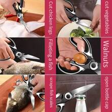 1pc Multifunctional Stainless Steel Kitchen Scissors With Bone Cutter, Suitable For Cutting Chicken, Meat And Fish, Food Cutting Tool For Home And Baby Food
