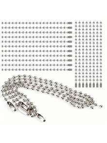 15/25/50/80/100 件可调节金属球链，4 英寸，带 2.4 毫米珠链连接器，钥匙扣标签链，适用于珠宝制作、DIY 工艺品、银/古银