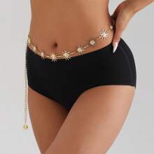 1pc Women's Sexy Simple Vintage Face Sun Waist Chain Belt Body Jewelry, Bikini Chain, Body Chain, Suitable For Beach, Bikini Outfit, Outdoor Parties, Belly Dance