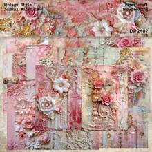 8 Stücke geprägte rosa ästhetische Sammelalbum-Papiere A5 muster beidseitig bedruckt, Sammelalbum Decoupage-Papier-Set für DIY-Basteleien, Journaling, Sammelalbum-Bedarf, Geschenkverpackung, Album-Kunst, dekorativer Bastelpapier 6x6 Zoll
