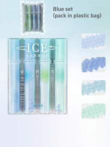 4pcs Clear Ice Style Highlighter Pens Set Oblique Brush Tip Fluorescent Color Marker Liner For Drawing Painting Back To School