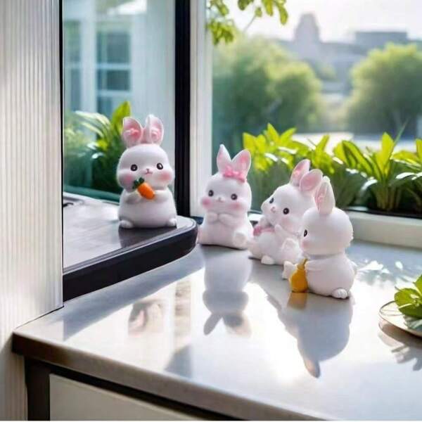 1pc-Style 1/1pc-Style 2/2pcs-Style 1/2pcs-Style 2/2pcs-Style 3/2pcs-Style 4/3pcs-Style 1/3pcs-Style 2/3pcs-Style 3/3pcs-Style 4/4pcs Cute Rabbit Figurines, Decorative Rabbit Desk Ornaments For Car Dashboard, Birthday Cake, Kitchen, Office, Gifts For Friends And Family, Anniversary, Valentine's Day