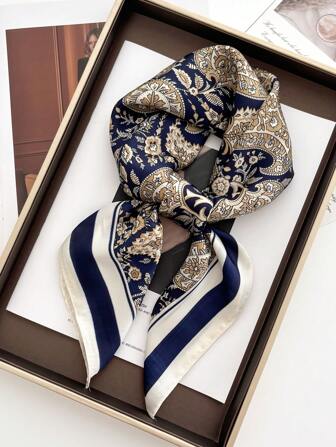 1 pièce Foulard carré 70*70cm pour femme, foulard satin imprimé, écharpe, bandeau, châle mode pour femme, foulard de cou feminin, hijab