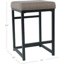 Taburete de bar resistente y fácil de limpiar: ensamblaje sencillo, perfecto para islas de cocina, bancos de trabajo o asientos adicionales - ¡Elegante y duradero! 16"D X 16"W X 24"Hcm - Marrón y negro - Ver 3