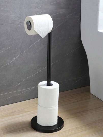 1pc Black Stainless Steel Foldable Standing Bathroom Tissue Paper Holder Bathroom Decor Fall Decor