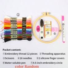 A Set Of Lace Embroidered Jeans Pocket Decoration Set, DIY Mixed-Color Fabric Craft Set With Calico, English Manual, Sewing Needle, Thread - All-Season Flower-Themed Decoration Set