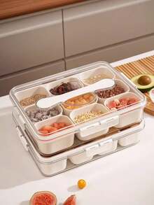 1 pièce/Boîte à collations à 4 compartiments/8 compartiments, plateau de charcuterie portable de voyage avec couvercle, boîte de rangement pour réfrigérateur, organisateur de collations d'été, boîtes de rangement divisées, boîte à salade émincée, garde les aliments plus frais plus longtemps - Multicolore - Voir 6