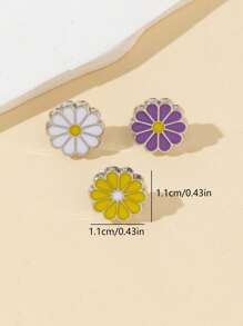 3 pièces/set Décoration d'ongle en fleurs de marguerite de couleur fraîche, naturelle et passionnée, compatible avec le bracelet Apple avec bouton décoratif pour bracelet de montre en silicone 38/40/41/42/44/45/49 mm, compatible avec le bracelet 9/8/7/6/5/4/3/2/1/SE. Bijou décoratif pour homme et femme, décoration d'amour