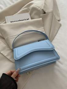 New Blue Solid Color Women PU Material Square Handbag, Simple Fashion Stylish Casual Shoulder Bag
