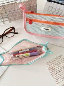 1 pezzo Borsa cosmetica portatile bicolore, borsa trucco alla moda e portatile, borsa trucco da viaggio per ragazze, borsa multifunzionale per rossetti, assorbenti igienici, monete, chiavi, mollette per capelli, scrunchie ecc., borsa per il lavaggio di grande capacità, borsa da viaggio organizer per cosmetici, regalo per la Festa della Mamma, regalo per il ritorno a scuola, regalo di Capodanno