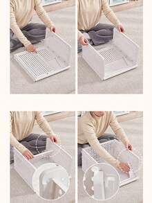 1 件可折叠可堆叠储物篮抽屉整理盒，家用衣柜衣服抽屉梳妆台搁架，卧室厨房桌面零食展示架