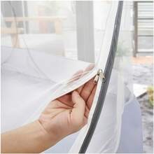 Entrega local - Tienda de campaña plegable Mengersi con mosquitera, dosel para cama de camping, mosquitera para viajes, dormitorio y uso al aire libre, tamaño individual (gris) - por defecto - Ver 7