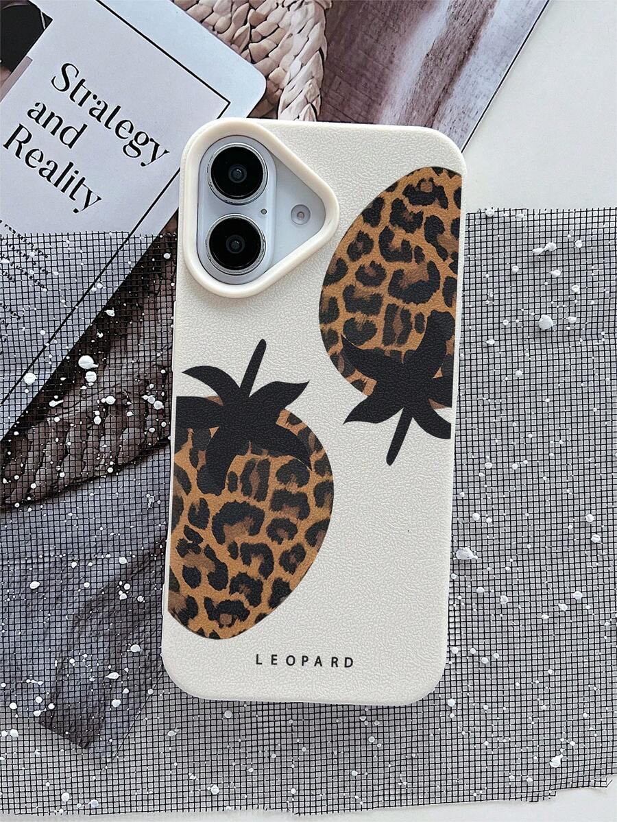 1 件时尚豹纹草莓白鳄鱼皮 TPU 防震手机壳适用于 16/15/14/13/12/11/XS MAX/X/XS/XR/7 Plus/8 Plus/7/8 - 米色 - 查看 1