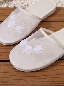 2025 Nuevas zapatillas de malla fina con cuentas hechas a mano, aptas para uso interior y exterior - Blanco - Ver 7