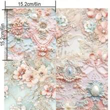 24 Stücke Perlweiß Stickerei Ästhetische Sammelalbum Papiere Wunderlandmuster einseitig bedruckt Sammelalbum Decoupage Papierblock für DIY Handwerke Journaling Sammelalbum Zubehör Geschenkverpackung Album Kunst Dekorative Bastelpapiere 6x6 Inch