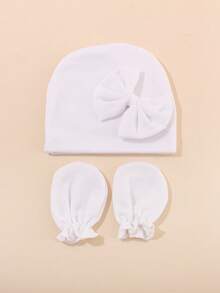 3 件套新生儿多层帽子 + 防抓手套，透气柔软 - 彩色 - 查看 6