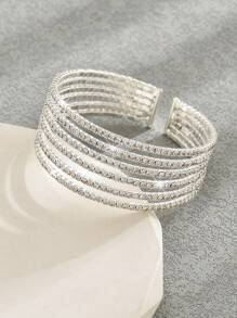 1 Pc 6-Layer Rhinestone Encrusted Bracelet, Suitable For Women Party, Travel, Shopping, Everyday Use