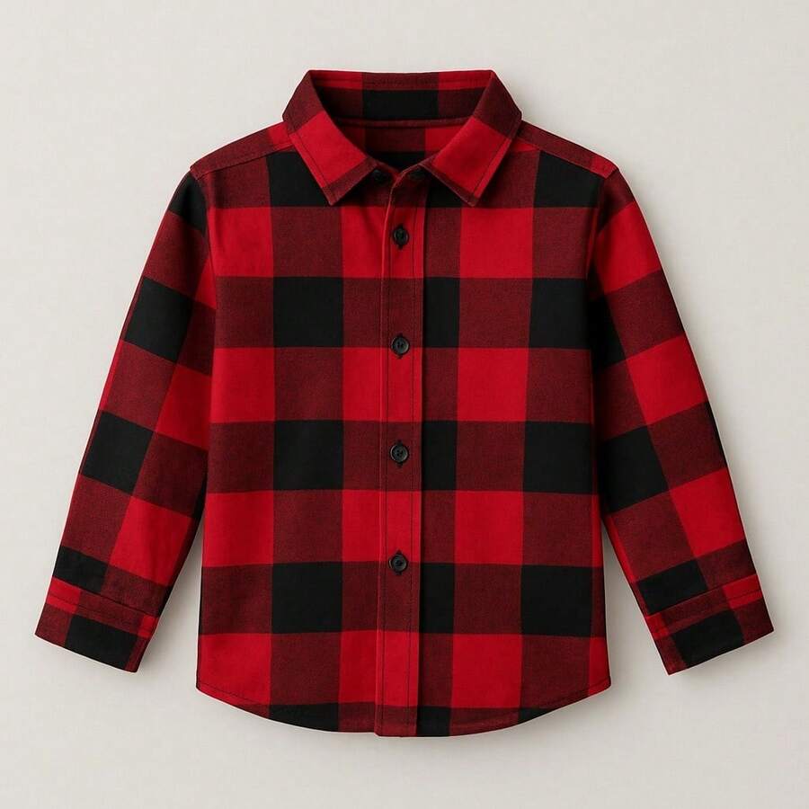 Children's Plaid Shirt, Flannel, Long Sleeve – Sizes 2 To 16 - Redwood - View 1