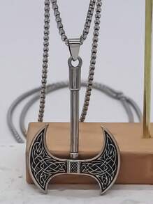 1 pieza Collar colgante de hacha con nudo celta vintage - Diseño de nudo celta finamente elaborado, joyería casual de aleación de zinc, accesorio de vestimenta casual duradero, regalo único para hombres y mujeres, collar con nudo celta