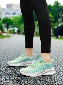 1 Pair Women's Knit Fabric Breathable Fashion Casual Versatile Lightweight Comfortable Non-Slip Soft Sole Running Shoes
