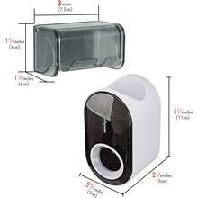 Toothbrush Holder Wall Mounted With Cover For Bathroom, 2 Slots Toothbrush Storage Organizer For Shower, Self Adhesive Toothbrush Hanger Rack For Dorm, Cabinet (White) - Grey - View 2