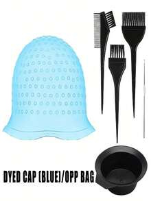 Set de 6 piezas: Gorro de silicona profesional para hacer mechas, gorro reutilizable para teñir el cabello con un set de 4 pinceles para el tinte y 1 aguja para peluquerías y salones de belleza, tanto para mujeres como para hombres (blanco/rosa/azul). Incluye gorro de tinte de silicona con gancho, peine para el color, tazón para mezclar y pinceles para el tinte, gorro de tinte de cabello DIY, gorro de tinte de cabello reutilizable, gorro de silicona para mechas de cabello. - Multicolor - Ver 12