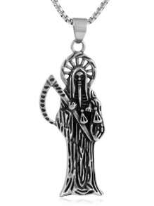 Collar colgante de guadaña del Jinete Fantasma, estilo vintage punk gótico, adecuado para hombres - Joyería de vanguardia de hip-hop y rock con detalles intrincados, sin revestimiento de esmalte, accesorio audaz, collar gótico punk