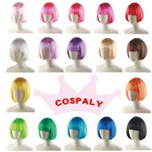 1 pezzo Parrucca glitterata da festa, bestseller n.1 | Parrucca da costume di Ognissanti | Capelli corti colorati per carnevali e festival di Ognissanti, Natale, inizio scuola