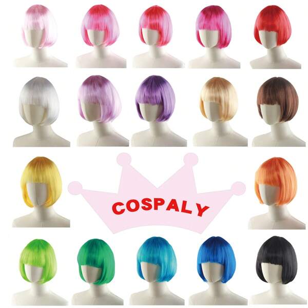 1pc #1 Best Selling Glitter Party Wig | Halloween Costume Wig | Colorful Short Hair For Carnivals And Festivals Halloween, Christmas, Back To School Season