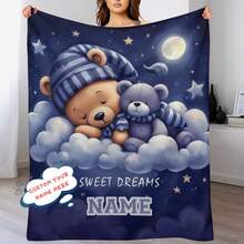 1 pezzo Coperta in flanella personalizzata a tema orsetto, morbida, leggera, adatta per divano, letto, uso all'aperto - regalo perfetto per compleanni e festività per famiglia e amici, adatta per tutte le stagioni - Multicolore - Visualizzare 2