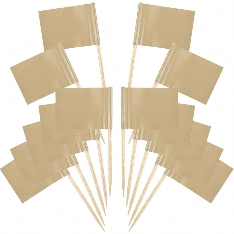 50 Pack Blank Toothpick Flags, Food Signs, Food Name Labels, Cheese Markers For Charcuterie Board Accessories, Party Buffet (50, Brown) - Brown - View 1