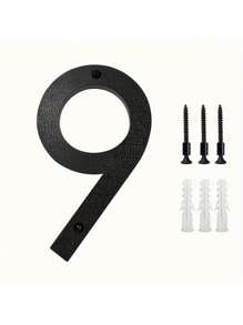 Números de dirección modernos en 3D, negros e impermeables - Placas de puerta exteriores de fácil instalación para el hogar, el garaje y el buzón, de 8" | Plástico resistente, resistente a la intemperie, fácil instalación, decoración moderna del hogar, señalización resistente a la intemperie | Placas de dirección modernas | Números resistentes a la intemperie, decoración de pared exterior