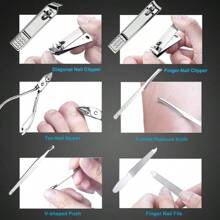 Set de cortaúñas que incluye cortaúñas de manos y pies, kit de manicura y pedicura con 18 piezas de acero inoxidable, kit de cuidado profesional de uñas con estuche de lujo para viaje