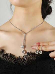 Royal 3pcs Rhinestone Decor Bridal Jewelry Set Valentine's Day Valentines - Silver - View 12