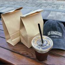 50/100 bolsas de papel marrón para aperitivos, regalos, pan, caramelos, frutos secos, adecuado para picnics al aire libre, café, comida rápida, hamburguesas, para llevar, uso doméstico