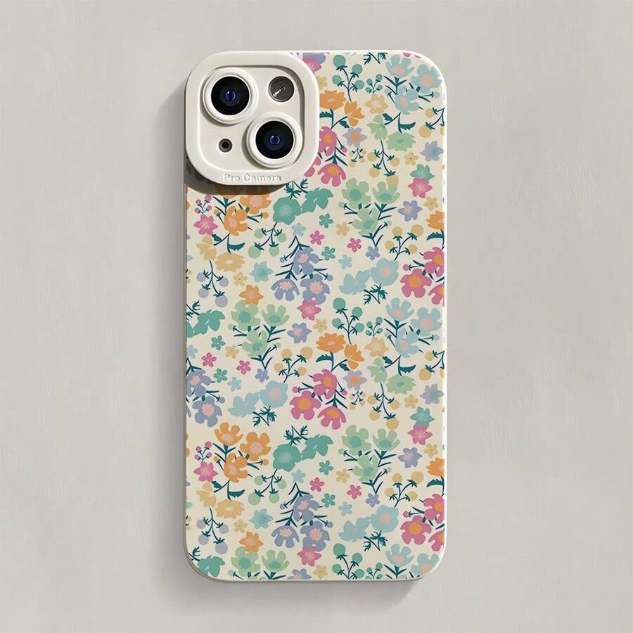 Un modelo de mano vibrante decorado con flores de primavera y nueces, diseñado para ser a prueba de golpes y compatible con los modelos 11 a 16 Pro y Pro Max. - Multicolor - Ver 1