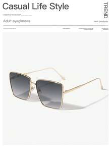 1 件女士优雅复古方形时尚眼镜，适合旅行、度假、户外佩戴，金属全框 - 彩色 - 查看 9