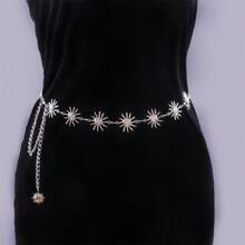 1pc Women's Sexy Simple Vintage Face Sun Waist Chain Belt Body Jewelry, Bikini Chain, Body Chain, Suitable For Beach, Bikini Outfit, Outdoor Parties, Belly Dance