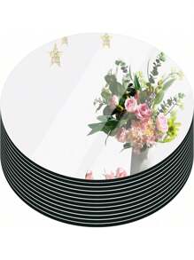 Set de 1/5/15 piezas de plato de espejo redondo para vela, bandejas de espejo redondo de 8 pulgadas, azulejos de espejo de vidrio circular para centros de mesa, decoraciones de boda y fiesta, decoración de pared, manualidades