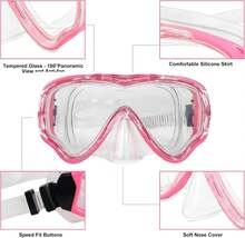 Berallo Kids Snorkel Gear Diving Mask Anti-Fog And Anti-Leak Swimming Goggles Snorkeling Glasses Waterproof Durable Tempered Glass Mask For Children 4 - 14 Age - Transparent Pink - View 6
