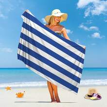منشفة شاطئ رقيقة جداً وسريعة الجفاف ذات خطوط، مقاومة للرمال وعالية الامتصاصية من خليط البوليستر، مناسبة للسباحة والتخييم والاستحمام، ضروريات السفر واكسسوارات السفر وضروريات الشاطئ