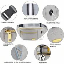 Entchin Fanny Pack Women Men,Crossbody Belt Bag With 4-Zipper Pockets,Adjustable Waist Bag Pack,One Of Most Popular Travel Essential Gifts Walking,Traveling,Cycling - Mini Grey - 查看 4