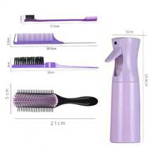 Juego de 3/5 cepillos desenredantes con 9 hileras de cerdas de nailon con cojín, botella rociadora de 200ml, peine de doble filo, peine para enredar y peinar, cepillo desenredante para cabello rizado, crespo, ondulado, rizado y enmarañado de tipo afroamericano 3a a 4c, para desenredar fácilmente con el cabello mojado/seco