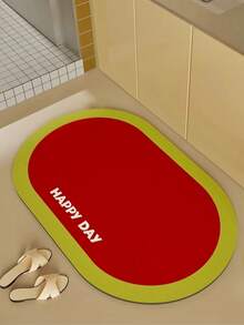 1pc Solid Color Framed Anti-Slip Bathroom Mat, Absorbent Bath Mat, Soft Rubber Toilet Door Mat And Non-Slip Toilet Door Mat, Bathroom Mat, Bath Rug, Doormat, Small Area Rug, Carpet, Mat, Home Decor, Area Small Rug - Multicolor - View 2