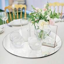 1/3 piezas Bandeja redonda de espejo acrílico, adecuada para decoración de bodas, decoración de fiestas, decoración de mesas, decoración de sostenedor de velas, decoración del hogar, bandeja expositora de joyas, centro de mesa para bodas, decoración de fiesta de Navidad