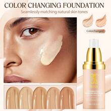 Color Changing Foundation 4 In 1 Medium Spectrum, Flawless Foundation Color Changing Makeup Full Coverage SPF50+, Waterproof Moisturizing Foundation For Mature Skin Hides Wrinkles And Lines, 30ml - 白色 - 查看 2