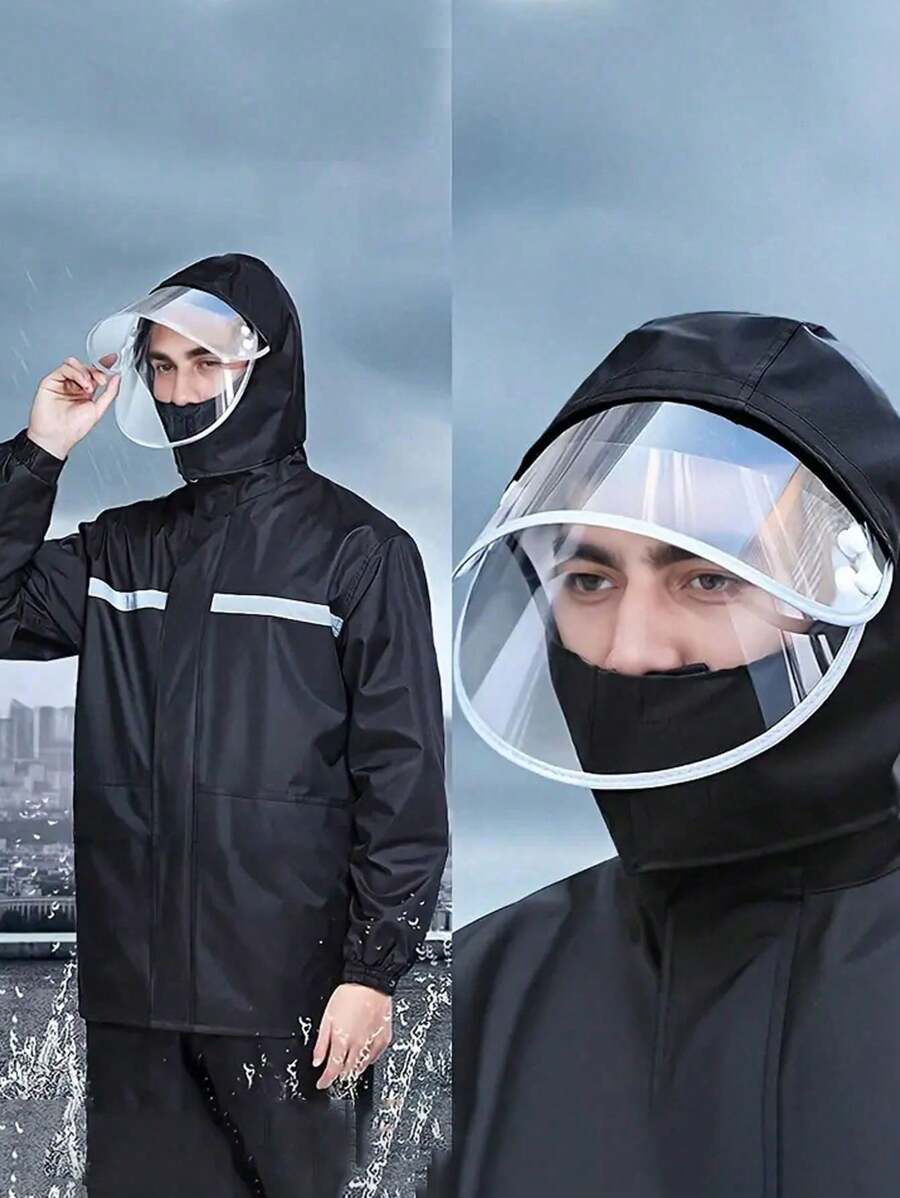 2pcs/Set Unisex Full Body Waterproof Rain Jacket & Pants Set