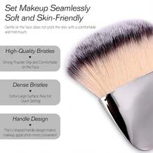 Jaasuee Makeup Brushes Set, Mini Multi-Functional Loose Powder And Blush Brush, Portable Soft Hair Beauty Tool (Silver) - White - View 5