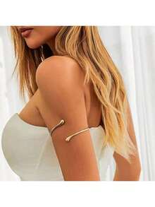 Women's Gold Adjustable Layered Arm Bracelet - Gold Bohemian Jewelry, Perfect For Summer Vacation And Beach Vacation (Suitable For All Wrists) - 金色 - 查看 2